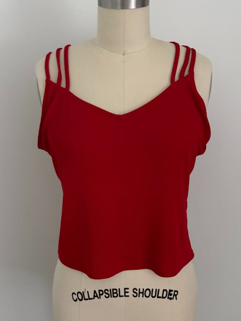 Divided H&M Red Double Strap V-Neck Camisole Tank Top Indie Sleaze Whimsigoth M